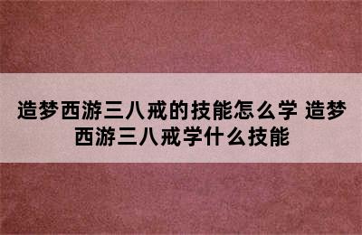 造梦西游三八戒的技能怎么学 造梦西游三八戒学什么技能